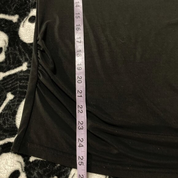 TOWN & COUNTRY Black cowl neck short-sleeve top ~ Stretchy MEDIUM LARGE shirt - Picture 6 of 13